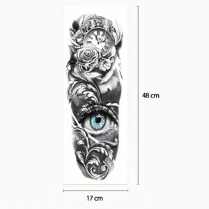 Tatouage sleeve œil bleu